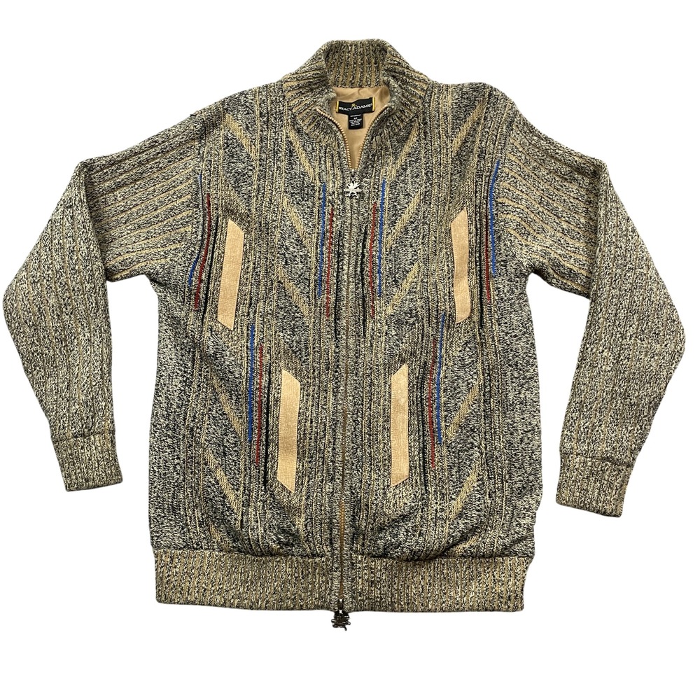 Stacy Adams Medium Vintage Full Zip‎ Lined Sweater Jacket Rev. Zip 100% Acrylic